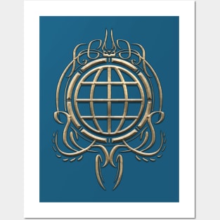 Stylised armillary sphere Posters and Art